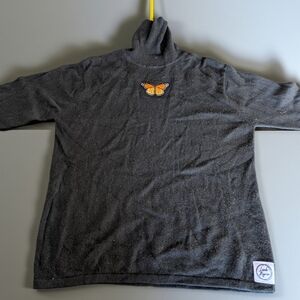 Valerie Stevens 2 Ply Cashmere Black Turtleneck with Butterfly Women's Medium M